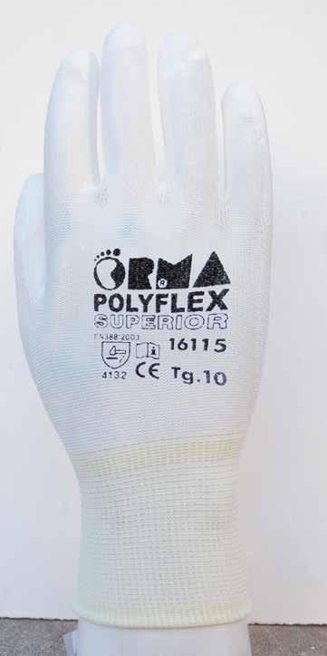 16113 POLYFLEX SUPERIOR 4132 Guanto in nylon senza cuciture, rivestito in poliuretano. Ottima presa e sensibilità.