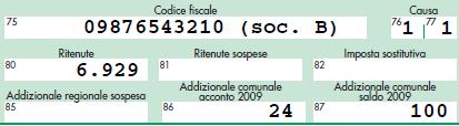 Operazione straordinaria 1 Esempio compilazione 770 (segue) 3) Nei dati fiscali relativi al conguaglio occorrerà indicare nell apposita sezione relativa ai