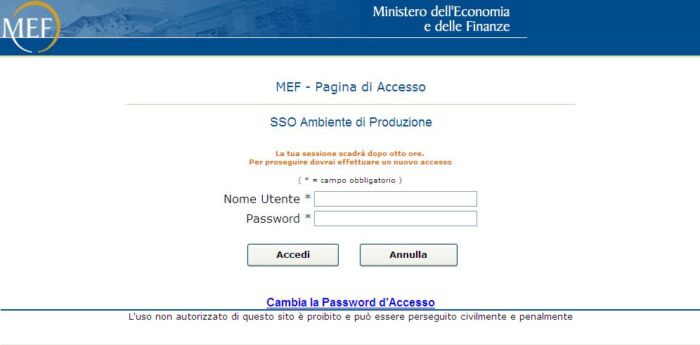 Immagine 2 Inserimento credenziali Inserire le credenziali e cliccare su Accedi per accedere alla homepage del