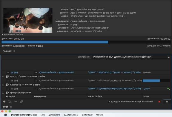 di lavoro. A molti dei comandi di Adobe Media Encoder sono associati tasti di scelta rapida che consentono di completare rapidamente le operazioni con un uso minimo del mouse.