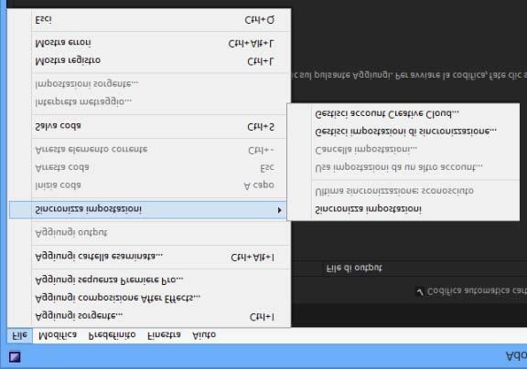 Sincronizzare le preferenze e impostazioni L ultima versione di Adobe Media Encoder include la funzione Sincronizza impostazioni simile alla funzione disponibile in Adobe Premiere Pro, After Effects