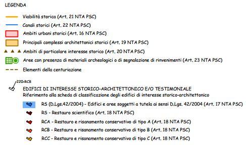 In particolare il PSC individua gli edifici aventi valore storico-culturale o tipologico, costituenti oggetto di tutela; tali edifici