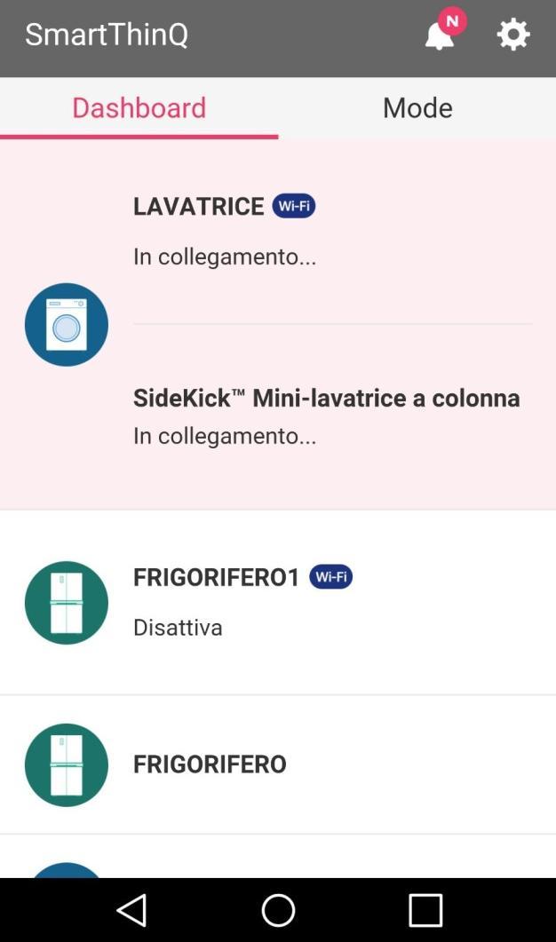 Connessione prodotto alla rete Wi-Fi Dopo la fase di registrazione del prodotto noteremo come lo