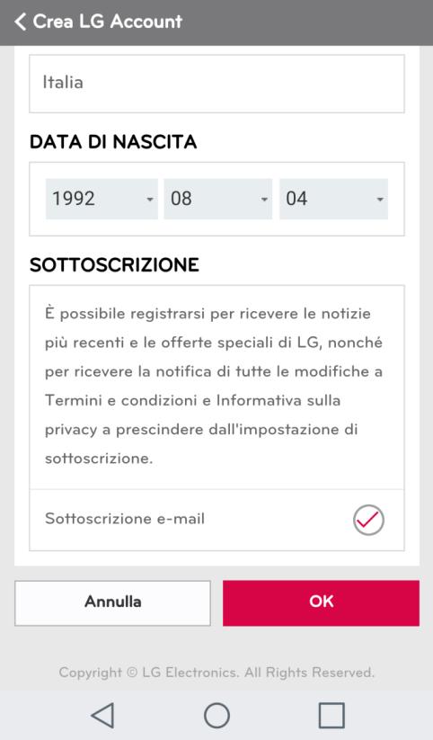 cliccare CREA ACCOUNT e