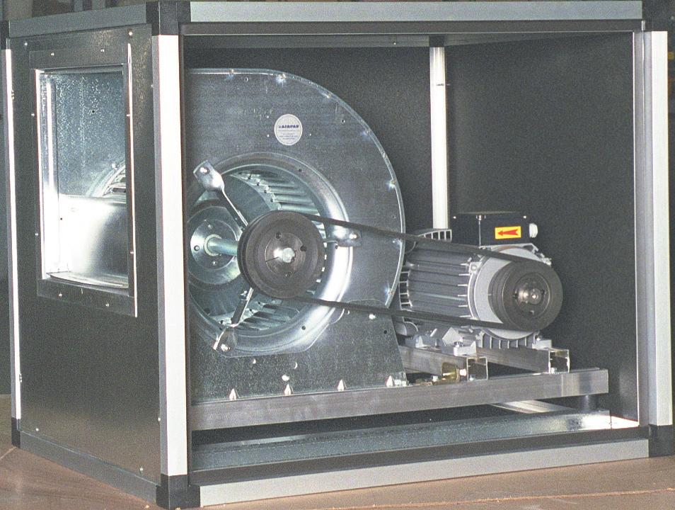 ventilatore cassonato DESCRIZIONE Ventilatore centrifugo cassonato a doppia aspirazione, a trasmissione.