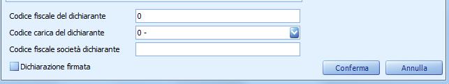 Nel caso in cui l azienda sia una società, verranno visualizzati anche i campi relativi al dichiarante: Indicare il codice fiscale del dichiarante ed il