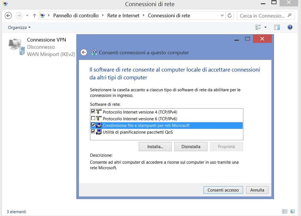 Selezionando in seguito su (TCP/IPv4), si potranno indicare gli indirizzi IP che dovranno essere