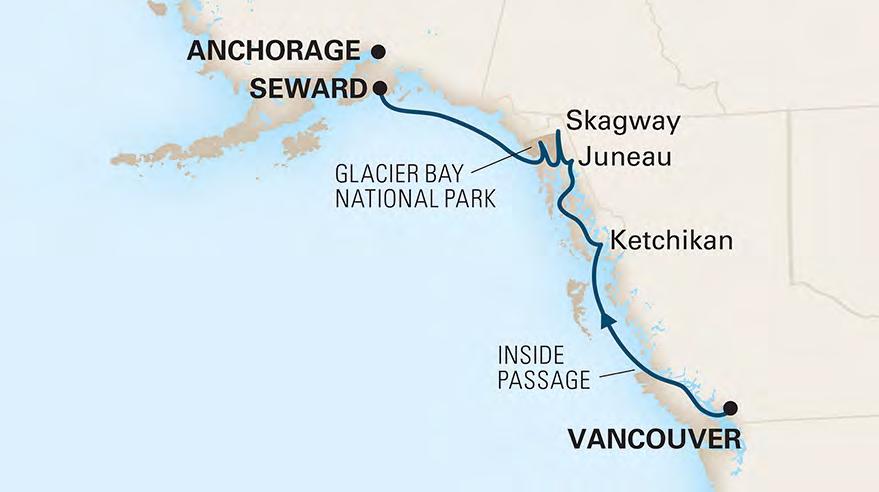 14, 21 e 28 luglio 4, 11, 18 e 26 agosto 1 e 8 settembre Anchorage Denali crociera nella Glacier Bay Inside Passage Vancouver Vi proponiamo una classica e comoda crociera lungo la costa nord