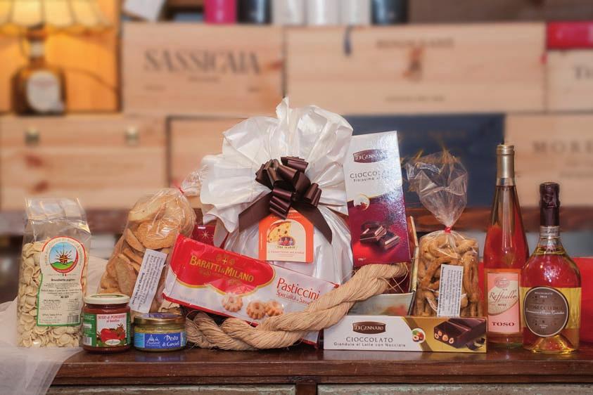 Cod. PR15 Panettone Tre Marie gr. 750 Vino Bianco frizzante Toso cl. 75 Pasticceria artigianale gr. 300 Confezione: vassoio di cartone 32,00 Torrone Di Gennaro gr.