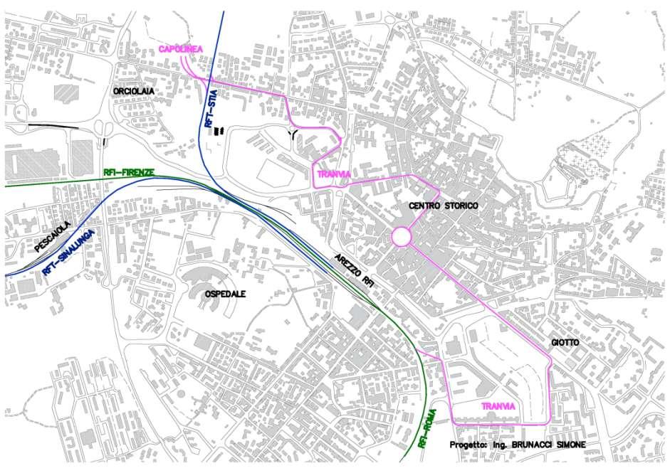 METROTRANVIA PARZIALMENTE IN SEDIME FERROVIARIO PER LA CITTA DI AREZZO INTERCONNESSA CON LA LINEA REGIONALE