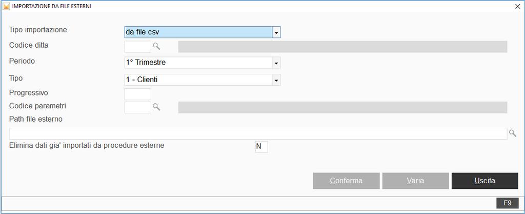 csv (colonna csv) con i campi da importare (colonna file finale).