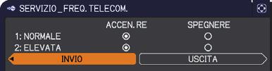 Menu OPZ. Voce SERVIZIO (continua) Descrizione FREQ. TELECOM. (1) Servirsi dei pulsanti / per modificare l impostazione dei sensori del telecomando ( 18).
