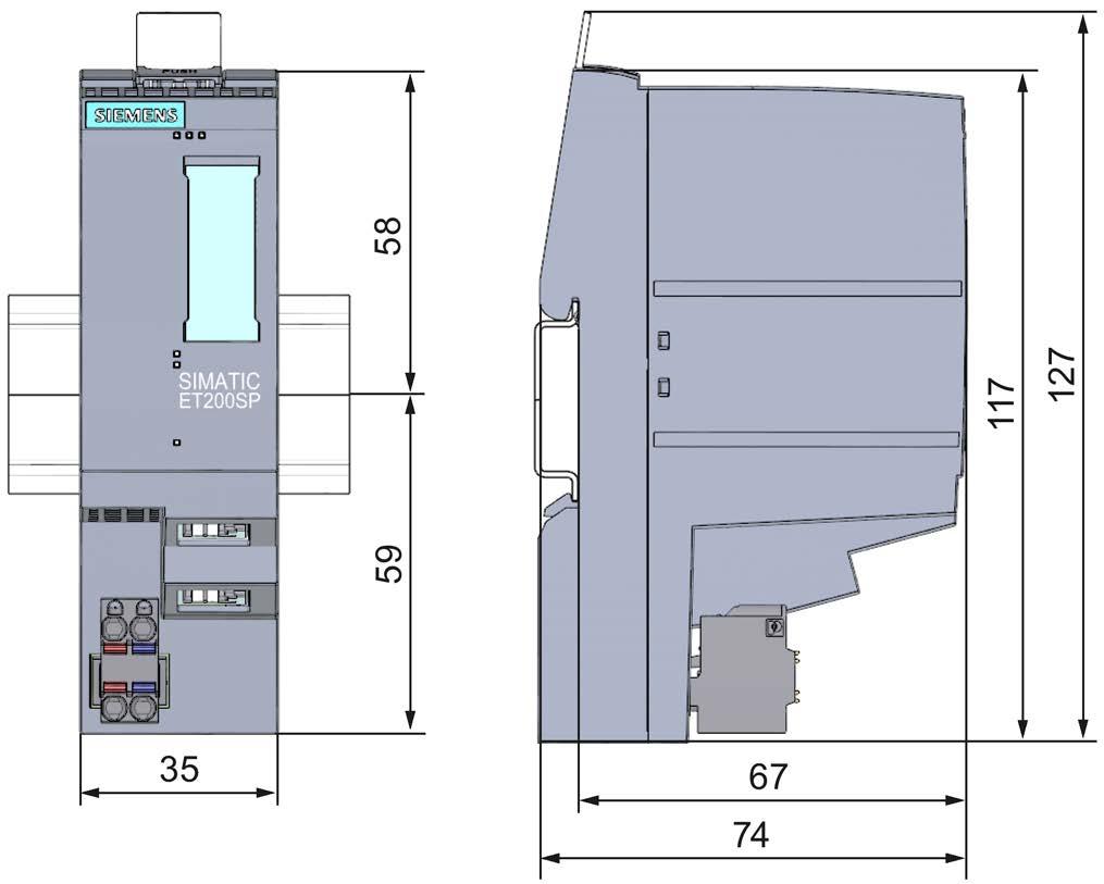 Disegno quotato A In questa appendice è riportato il disegno quotato del modulo montato su una guida profilata.