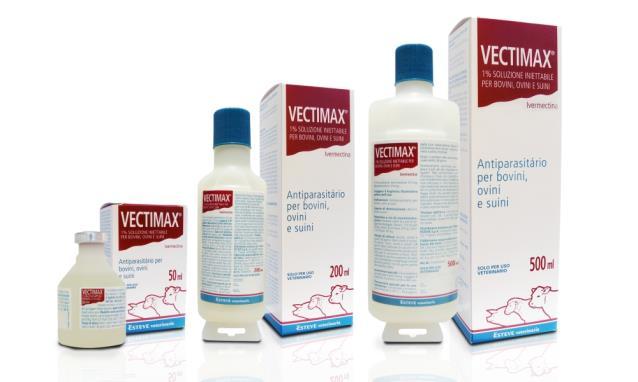 VECTIMAX 1% Soluzione iniettabile per bovini, ovini e suini 1 ml di soluzione iniettabile contiene: Principio attivo: Ivermectina 10,0 mg Forma farmaceutica Soluzione iniettabile Specie di