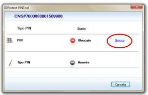 SBLOCCO PIN AVVERTENZA La Carta si blocca a seguito della triplice digitazione errata del codice PIN.