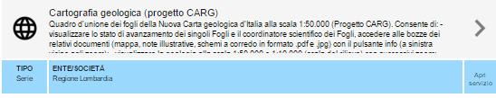 2.1 Applicativo Cartografia Geologica (Progetto CARG) Dal tasto apri servizio si accede all applicativo principale del Progetto CARG, la cui schermata iniziale mostra lo stato di avanzamento dello