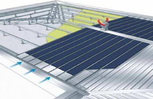 Ventilcover Fotovoltaico su Ventilcover: la soluzione ottimale per solarizzare una copertura piana Da copertura piana a impianto fotovoltaico integrato su tetto a falde Ventilcover è un sistema