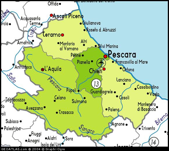 L Abruzzo è una regione la cui popolazione si concentra soprattutto lungo la costa. L agricoltura è praticata in particolare nella Piana del Fucino e nelle conche vicino a L Aquila.