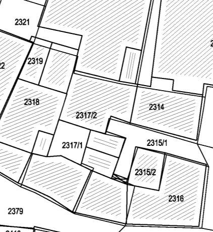 kuća koncem 20. i početkom 21. stoljeća. Calle chiusa na katastarskoj karti iz 1933. godine (lijevo), sa srušenim kućama 1990.