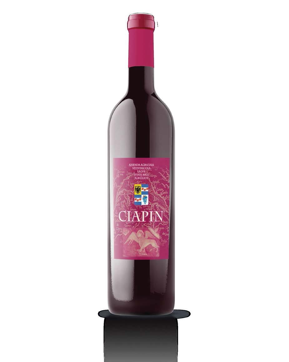 CIAPIN Vino Rosso (Varese), zona altimetrica collina interna, altitudine m. 350 s.l.m. Uve: Nebbiolo e Croatina Tecnica di Produzione: raccolta manuale delle uvee appassimento in fruttaia.