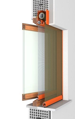 SISTEMI INCSSO - MODELLO COMBI CRTTERISTICHE COMBI è l unione fra il sistema K.zip oscurante, filtrante o Cristal e quello della zanzariera in soli 160 mm di spessore e 110 mm di altezza.