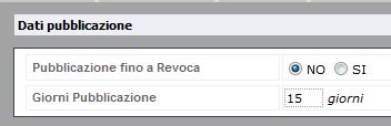 2.1.7 Pubblicazione Il sistema permette di indicare in fase di predisposizione di nuova proposta l eventuale periodo di pubblicazione che l atto dovrà avere.