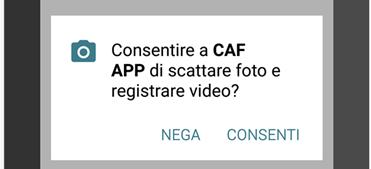 Se eseguo un Tap sull icona per prima cosa l applicazione attiva il messaggio di consenso a scattare foto e registrare video.