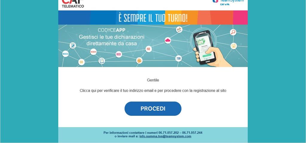 Cliccando sul pulsante Procedi si apre una schermata dove generare la propria password per