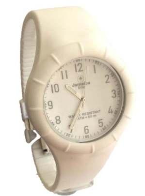 J3489 39,00 Orologio in silicone bianco Cassa in acciaio Quadrante bianco