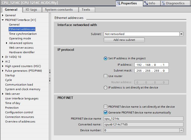 7.3 Configurazione dell interfaccia Ethernet della CPU 1214C DC/DC/DC fi Selezionare la CPU con un doppio clic.