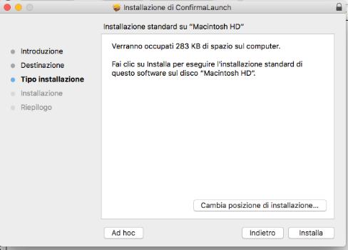 ambiente MAC OS va preventivamente installata