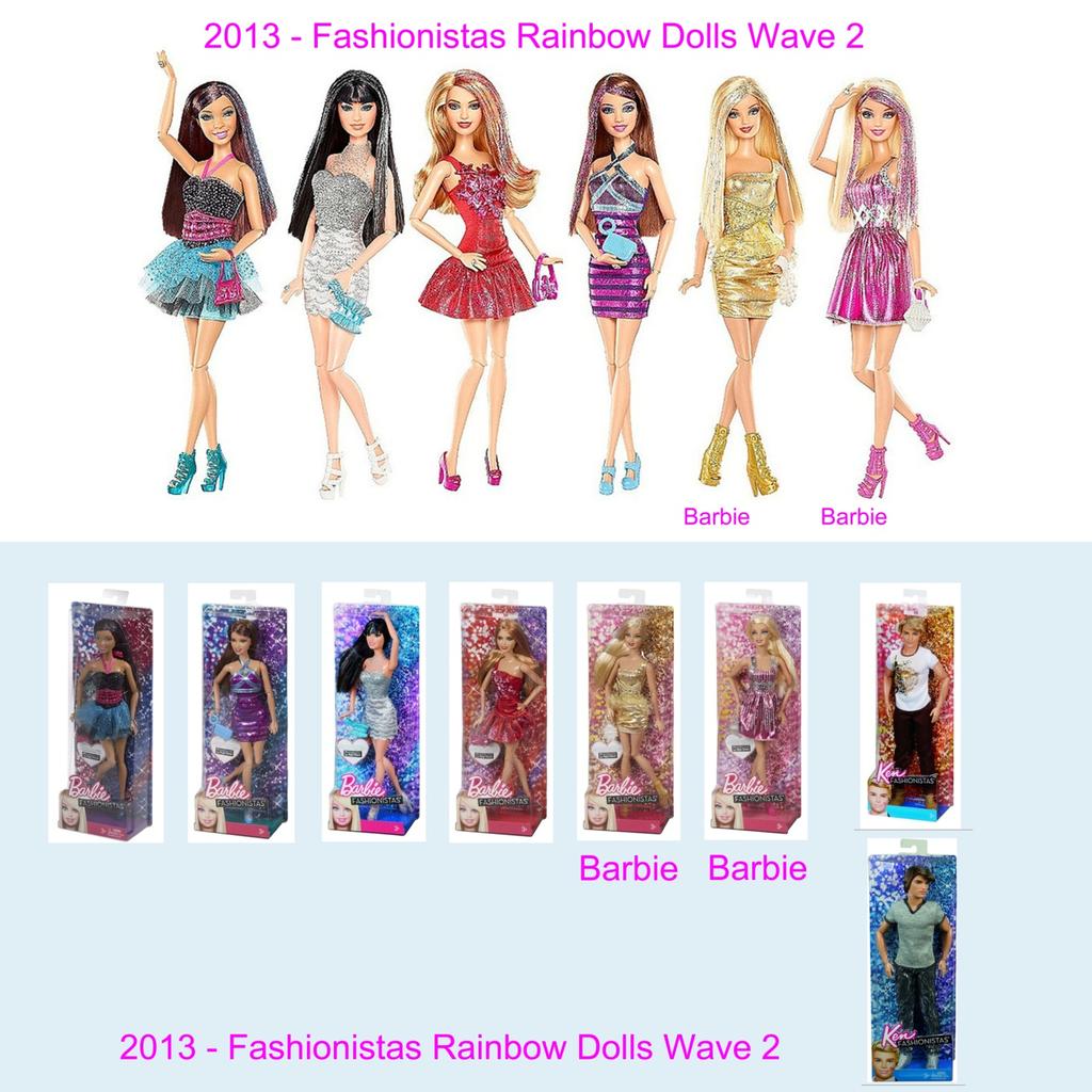 2013 - Barbie Fashionistas Rainbow Dolls. Wave 2 Questa serie è stata lanciata negli Stati Uniti nel febbraio 2013.