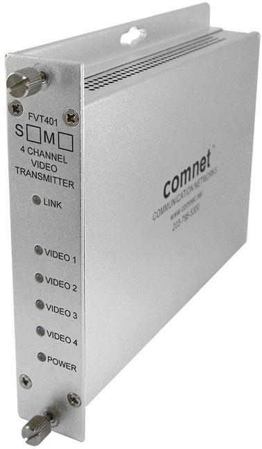 Trasmissione Video Comnet su Fibra Ottica TRF1220 FVT1021M1 Trasmettitore video Comnet digitale 10-Bit a un ingresso/ricevitore dati su una fibra ottica multimodale 62,5/125 m a 1310/1550nm standard