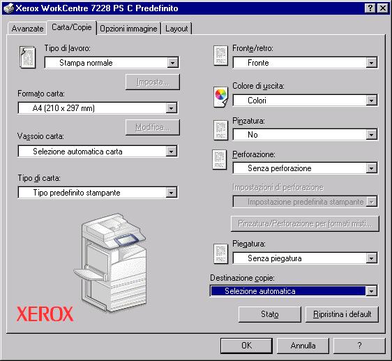 3 Sistema operativo Windows NT 4.0 Visualizza messaggio - Visualizza un messaggio sul pannello comandi. La stampa non inizia finché non viene caricata la carta giusta.