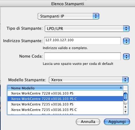 5 Computer Macintosh 1. Selezionare [Stampanti IP] dal menu e inserire l'indirizzo IP della stampante utilizzata. 2.