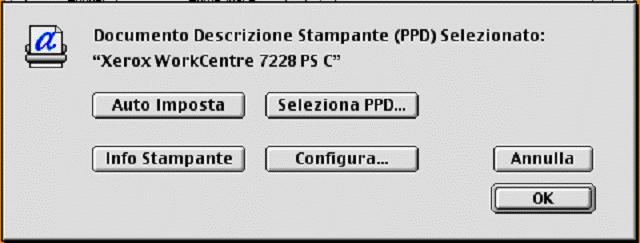 5 Computer Macintosh Opzioni installabili Questa sezione descrive le impostazioni delle opzioni installabili relative alla configurazione hardware della stampante. Per Mac OS 9.