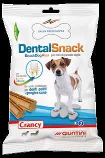 Vivo con il mio cane Denti puliti Gengive sane Con microgranuli di calcio Minerali Busta salva freschezza Crancy DentalSnack Crancy Dental Snack piccola e media taglia è un mangime complementare