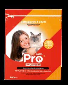 Vivo con il mio gatto Adult RICCO DI POLLO, CON RISO Pro Gatto è un alimento completo e appetibile, completo al 100%, ideale per il mantenimento del tuo gatto, per una vita sempre in forma.