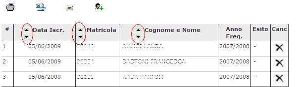 STAMPA LISTA ISCRITTI Per stampare la lista degli studenti iscritti cliccare sul pulsante o sul link caratterizzato dall icona a forma di stampante.