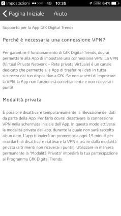 Il menu della App Informazioni utili a portata di mano informazioni sulla VPN e la