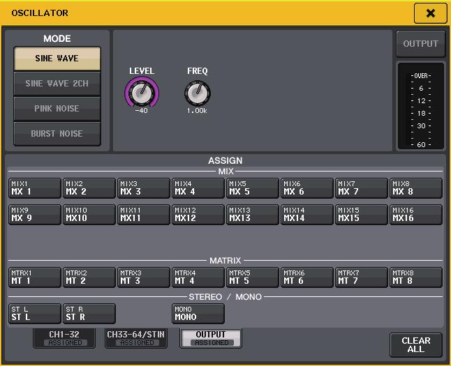 Talkback e oscillatore 5 Pulsante OSCILLATOR OUTPUT (USCITA OSCILLATORE) Consente di attivare o disattivare l'oscillatore.