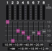 Indicatori Pulsante SHOW SEND LEVEL Se si passa alla modalità SENDS ON FADER quando questo pulsante è attivato, il colore e la posizione dei fader nella schermata INPUT METER mostrano il tipo di bus