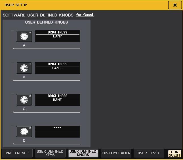 Configurazione Manopole USER DEFINED In questa sezione viene illustrato come assegnare le funzioni desiderate alle manopole USER DEFINED nella parte inferiore dello schermo sensibile al tocco e come