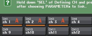 Se si utilizzano i dati di impostazione della serie QL5 sulla serie QL1, i pulsanti verranno visualizzati barrati se sono assegnati a un canale che non esiste su tale modello.