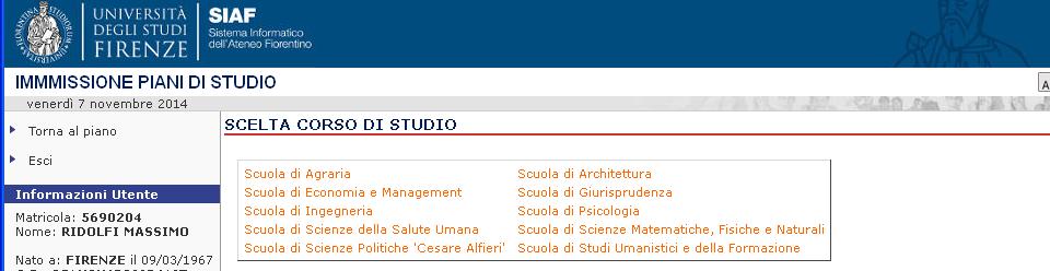 es. Immatricolati 2014/2015 coorte 2014 ADE/Altre attività suggerite ad hoc dal Corso di Studi Nel piano di