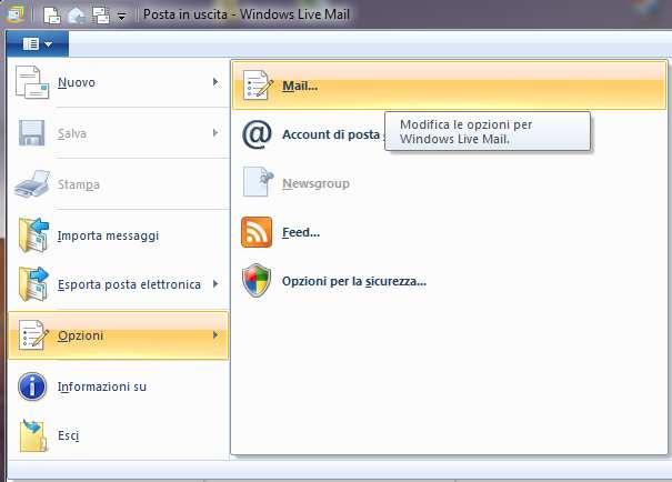 Windows Live Mail 2011-2012 5. In Windows Live Mail 2011 il menù si trova in alto a sinistra.