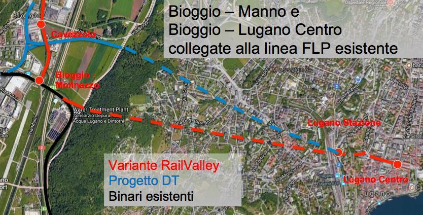 4. Il progetto ottimizzato secondo RailValley L analisi del progetto del DT ci ha portato ad approfondire cinque punti: Comparto Bioggio-Molinazzo / Cavezzolo Stazione di Lugano: variante Paul