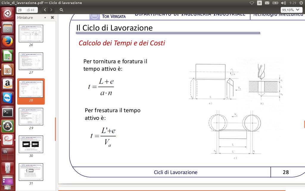 Calcolo dei tempi e dei costi Per tornitura