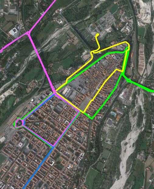 G LINEA G PERCORSO La navetta Gialla permette di collegare i parcheggi del Cimitero e di Discesa Bellavista con il Centro Storico di Cuneo. La navetta è gratuita.