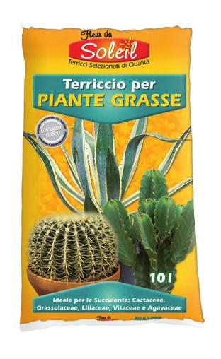 Piante Grasse Substrato di coltura particolarmente drenante e aerato, in grado di non trattenere l acqua in eccesso. È quindi ideale per tutte le piante chiamate succulente.